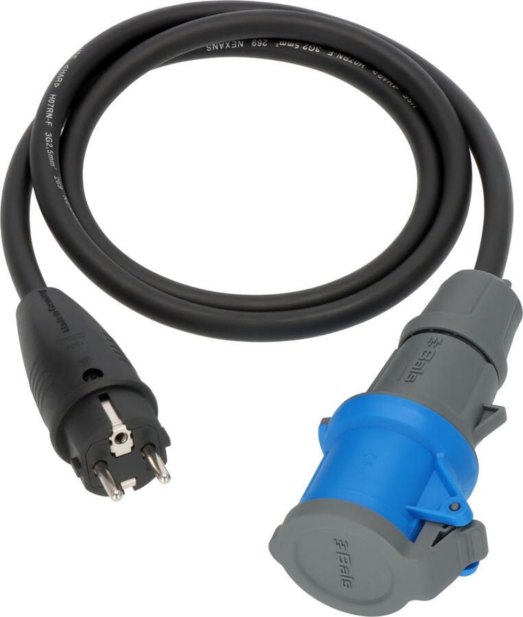 Brennenstuhl Campingadapterkabel geaarde stekker koppeling CEE | 1 5m | zwart | H07RN-F 3G2 5 | IP44 | 230V 16A 1133910025