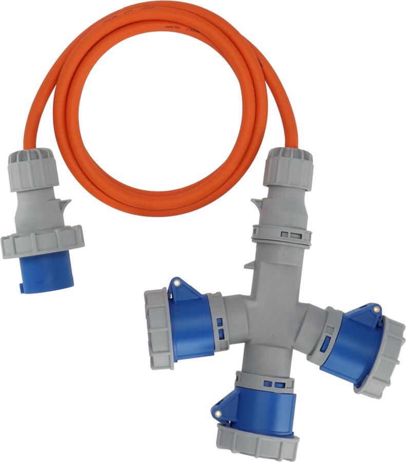 Brennenstuhl CEE-verlengkabel 3x CEE 230V-koppeling | 2m | oranje | H07RN-F 3G2 5 | IP67 1167670202