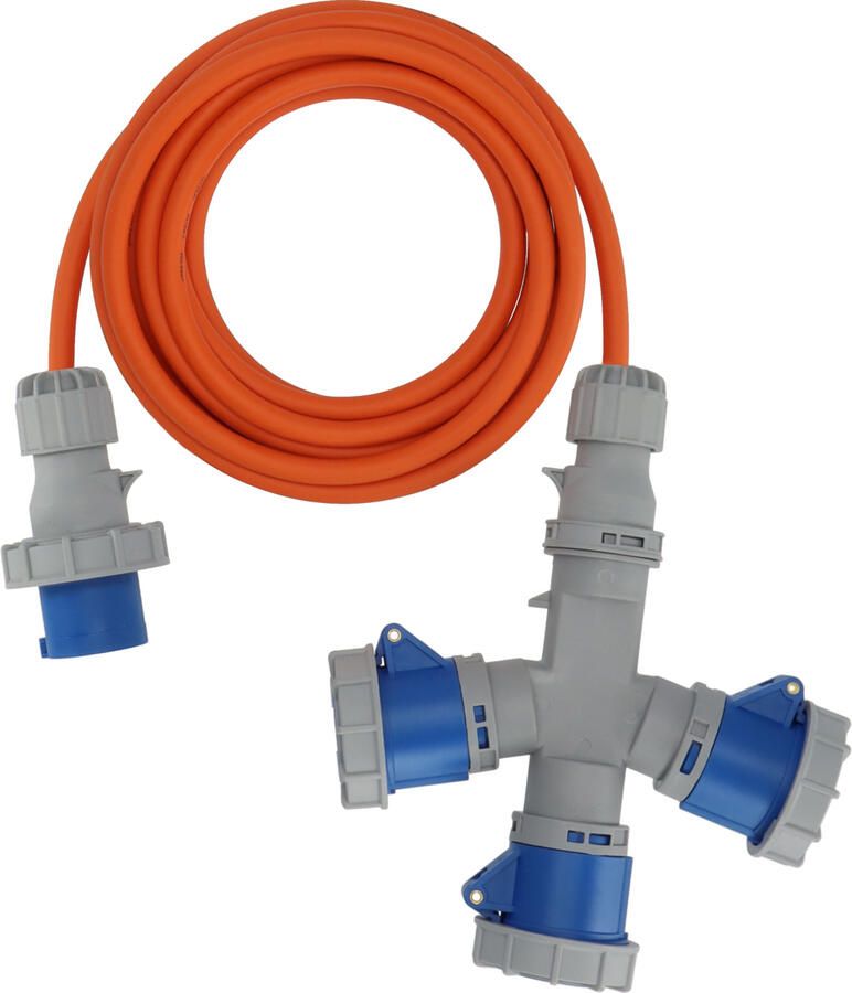 Brennenstuhl CEE-verlengkabel 3x CEE 230V-koppeling | 5m | oranje | H07RN-F 3G2 5 | IP67 1167670205