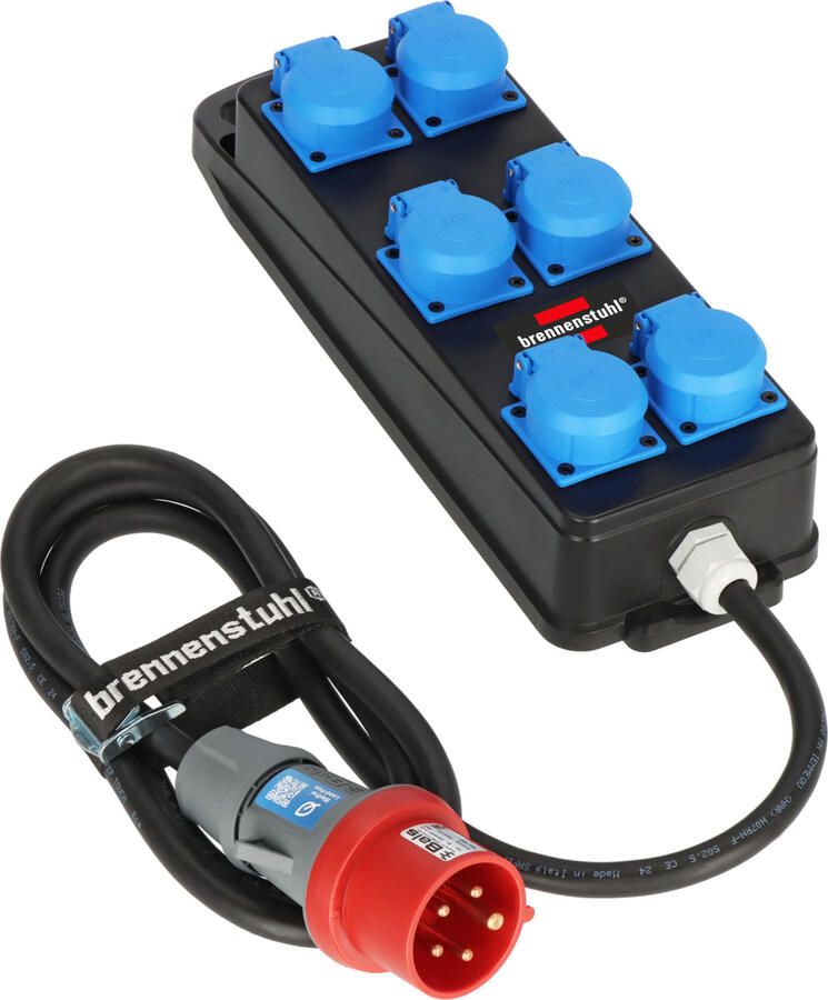 Brennenstuhl Draagbare stroomverdeler BSV P 6x contactdozen CEE stekker | 2m | H07RN-F 5G2 5 | 230V 16A | 400V 16A 1151480010