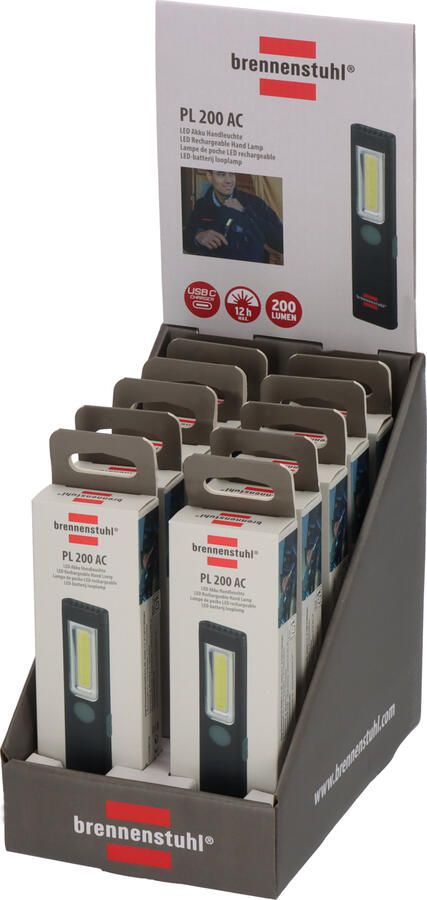 Brennenstuhl LED oplaadbare handlamp PL 200 AC 200lm 10 stuks in display 1175590110