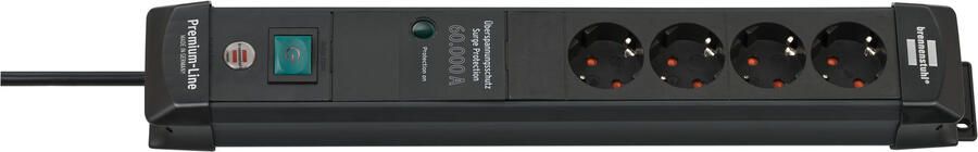 Brennenstuhl Premium-Line | ÜSS | 4 voudig | zwart | 60kA o.Filter | 1 8m | H05VV-F3G1 5 1951140300