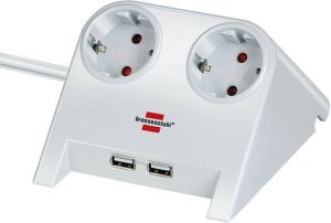 Brennenstuhl Desktop-Power USB-charger 2 USB-laadaansluiting 2100mA 2-voudig wit gepolijst 1 8m H05VV-F 3G1 5 1153520222