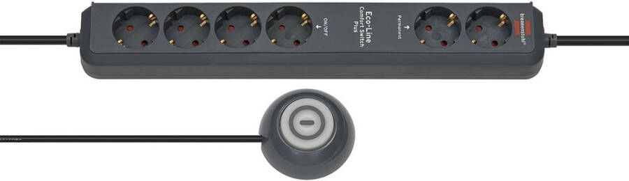 Brennenstuhl Eco-Line stekkerdoos Comfort Switch Plus EL CSP 24 6-voudig antraciet 1 5m H05VV-F 3G1 5 2 permanent 4 schakelbaar externe voetschakelaar