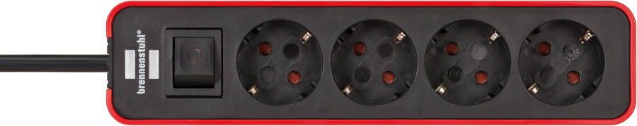 Brennenstuhl Ecolor stekkerdoos 4-voudig rood zwart 1 5m H05VV-F 3G1 5 1153240070