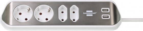 Brennenstuhl estilo hoekaansluitdoosstrook met USB laadfunctie 4-weg 2x beschermende contactdozen & 1153590420