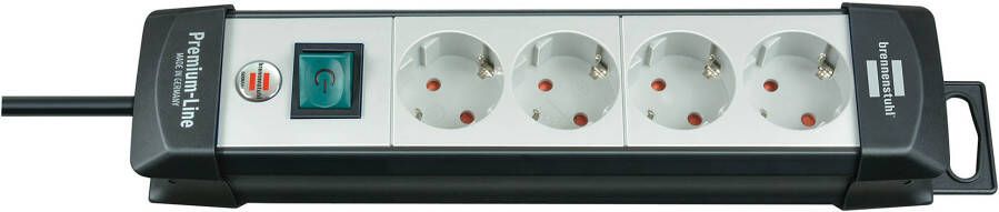Brennenstuhl Premium-Line stekkerdoos 4-voudig zwart lichtgrijs 5m H05VV-F 3G1 5 1951540101
