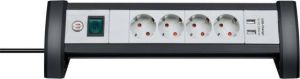 Mtools Brennenstuhl Premium-Office-Line stekkerdoos met USB 4-voudig zwart lichtgrijs 1 8m H05VV-F 3G1 5 |
