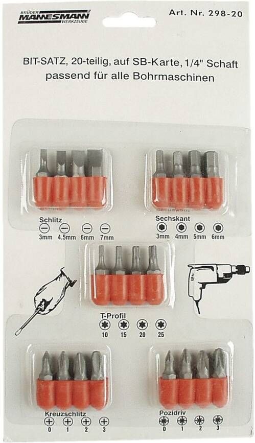 Brüder Mannesmann Bitset op kaart 20 dlg (Hobby) 298-20