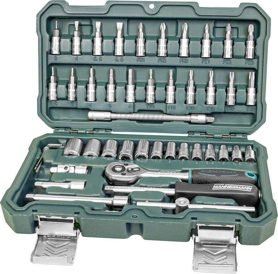 Brüder Mannesmann Draaibare steekmoersleutelset 1 4" 46 dlg Super Lock System 2040-SL