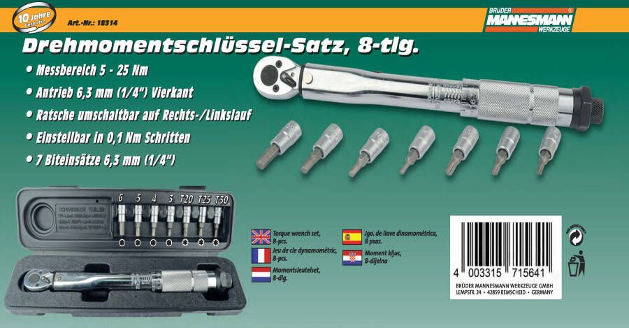Brüder Mannesmann Momentsleutel 5-25 Nm 1 4 (Hobby) 18314