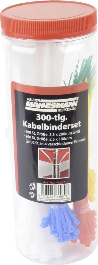 Brüder Mannesmann Set kabelbinders 300 dlg 13051