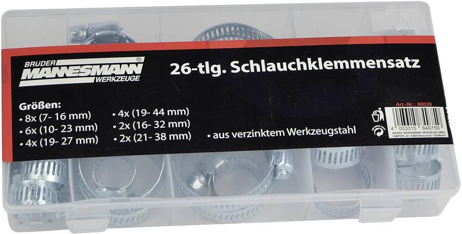 Brüder Mannesmann Slangklemmen set 26 dlg 60026