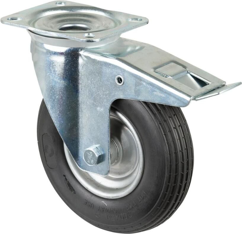 BS Rollen Zwenkwiel met totaalklem | wiel-d. 200 mm draagvermogen 75 kg | met schroefplaat rollager | rubber zwart | 1 stuk L420.C91.200 - Foto 2