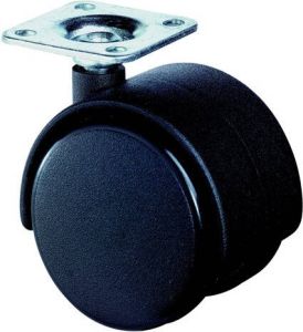 BS Rollen Dubbel zwenkwiel | wiel-d. 40 mm draagvermogen 30 kg | met schroefplaat | polyamide zwart RAL 9005 | 1 stuk F75.040.PL
