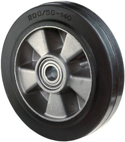 BS Rollen Stuurwiel | volledig van elast. rubber naaf-L. 60mm | wiel-B. 50 mm wiel-d. 180 mm | 1 stuk B80.180