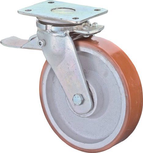 BS Rollen Zwenkwiel voor zware lasten | wiel d. 100 mm draagvermogen 400 kg | met rem gegoten polyurethaan | 138x110 mm | 1 stuk RR120.C10.101