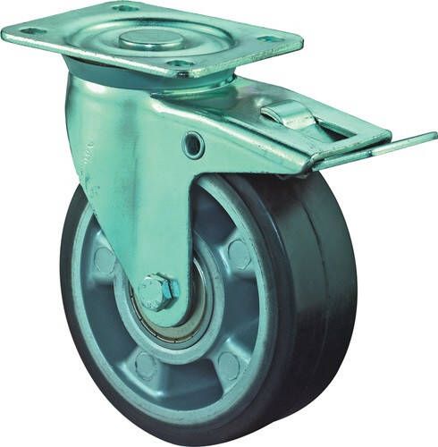 BS Rollen Zwenkwiel voor zware lasten | wiel d. 125 mm draagvermogen 200 kg | totale rem rubber | 105 mm 85 mm | 1 stuk LB520.B80.125