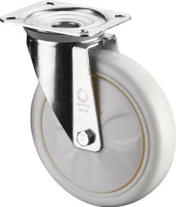 BS Rollen Zwenkwiel | wiel d. 125 mm draagvermogen 300 kg | kunststof | plaat L138xB109 mm verf wiel wit | 1 stuk LSS400.B15.126