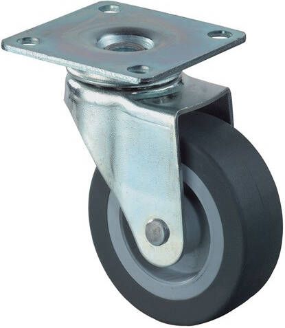 BS Rollen Zwenkwiel | wiel-d. 25 mm draagvermogen 15 kg | met schroefplaat | rubber grijs | 1 stuk F26.025