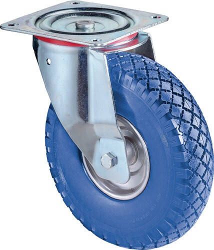 BS Rollen Zwenkwiel | wiel-d. 260 mm draagvermogen 160 kg | met schroefplaat wielbehuizing staal | polyurethaan blauw | 1 stuk L400.C91.262