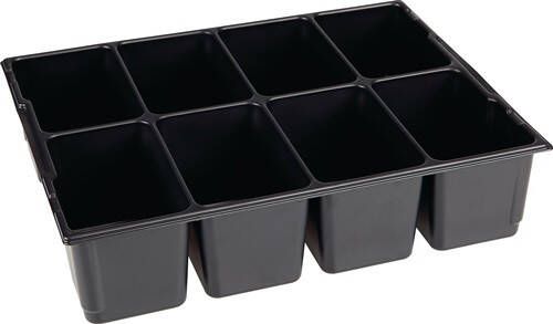 BS Systems Verdeler voor kleine delen | B404xD317xH97 mm polystyreen | met 8 bakken | zwart | 1 stuk 1000010129