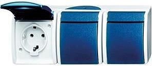 Busch Jaeger SWD opbouw stopcontact RA 3 voudig horizontaal blauw 4696060