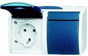 Busch Jaeger SWD opbouw stopcontact RA dubbel horizontaal blauw 4696010