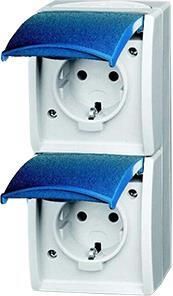 Busch Jaeger SWD opbouw stopcontact RA dubbel verticaal blauw 4696020