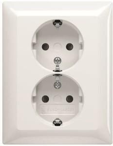 Busch Jaeger WIT inbouw stopcontact RA dubbel + kinderbeveiliging 4694020