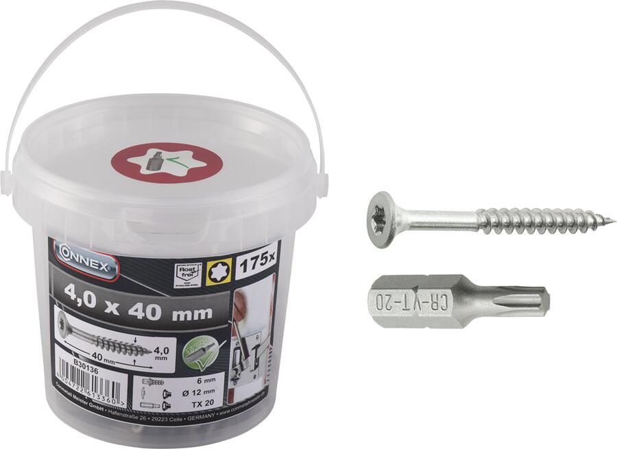 Connex Tx-Schroef 4.0X40 Rvs Emmer 175St B30136