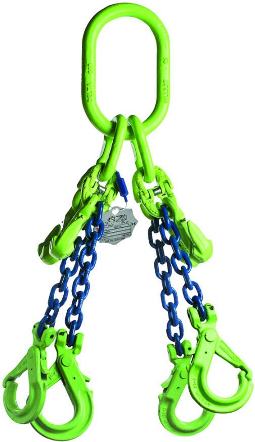 Delta 4-Sprong met veiligheidshaak met inkorthaak | Grade 100 | 14 000 ton | 13 mm | 3 m YE.10.4SVI.13.030