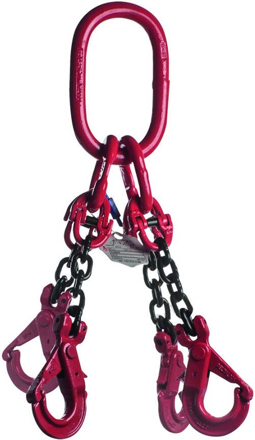 Delta 4-Sprong met veiligheidshaak zonder inkorthaak | Grade 80 | 11 200 ton | 13 mm | 3 m YE.8.4SV.13.030