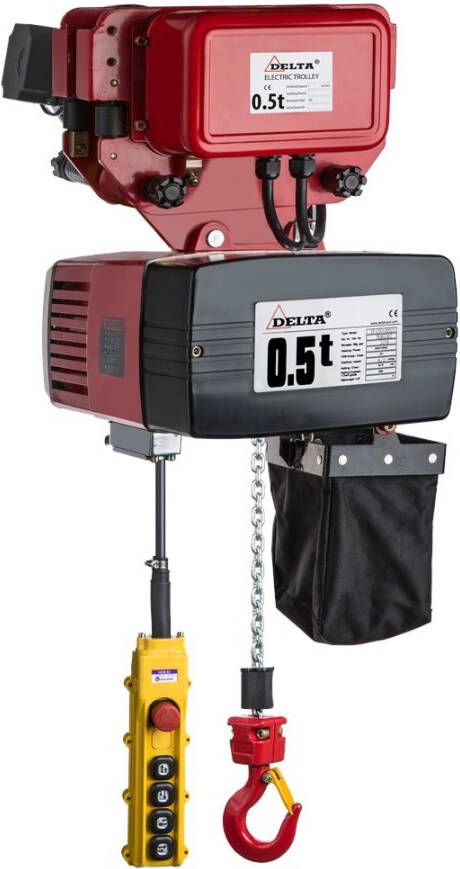 Delta Premium elektrische kettingtakel DEH | 400V | met elektrische loopkat | 3 m | 0 5 ton DH.0.DED.00503.03