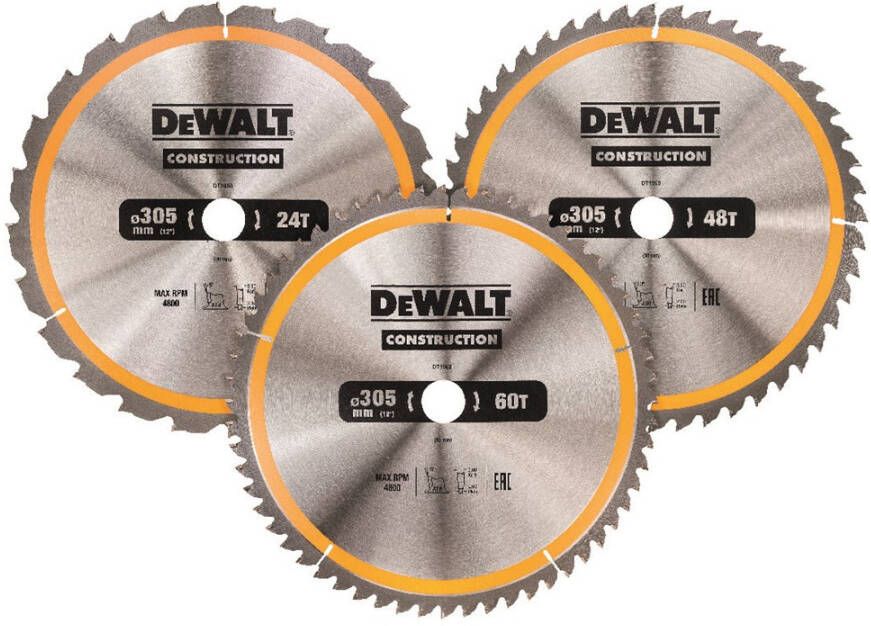 DeWalt Cirkelzaagblad 3 pack 305x30mm : 1x DT1958-QZ + 1x DT1959-QZ + 1x DT1960-QZ DT1964-QZ