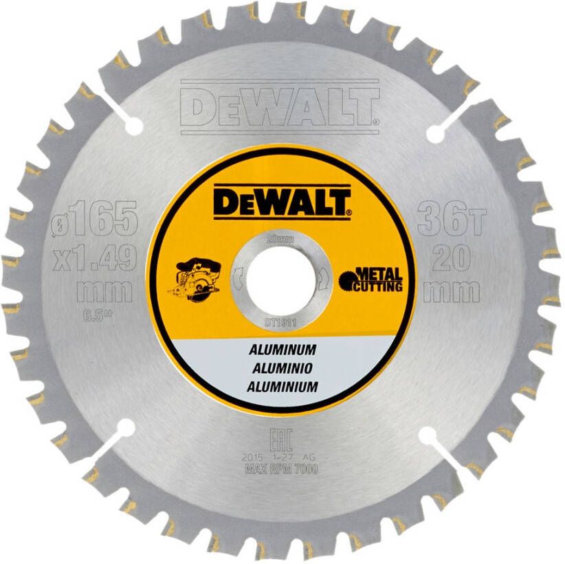 DeWalt Accessoires Cirkelzaagblad Aluminium 165x20x36T .99 1.49 FTG +3° DT1911-QZ