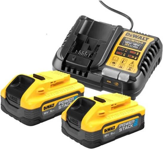 DeWalt Accessoires DCB1104H2-QW 18V Starterpack: 2x 5.0Ah POWERSTACK accu + XR multilader DCB1104H2-QW