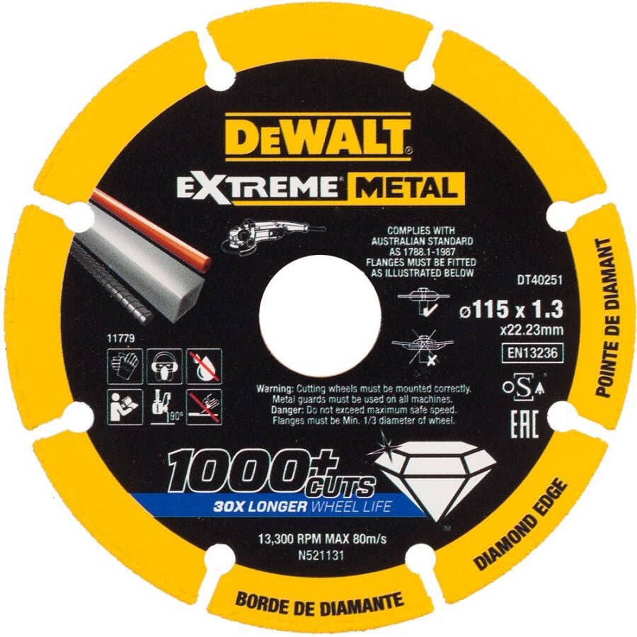 DeWalt Accessoires EXTREME METAL doorslijpschijf metaal 115x22.23x1.3mm DT40251-QZ
