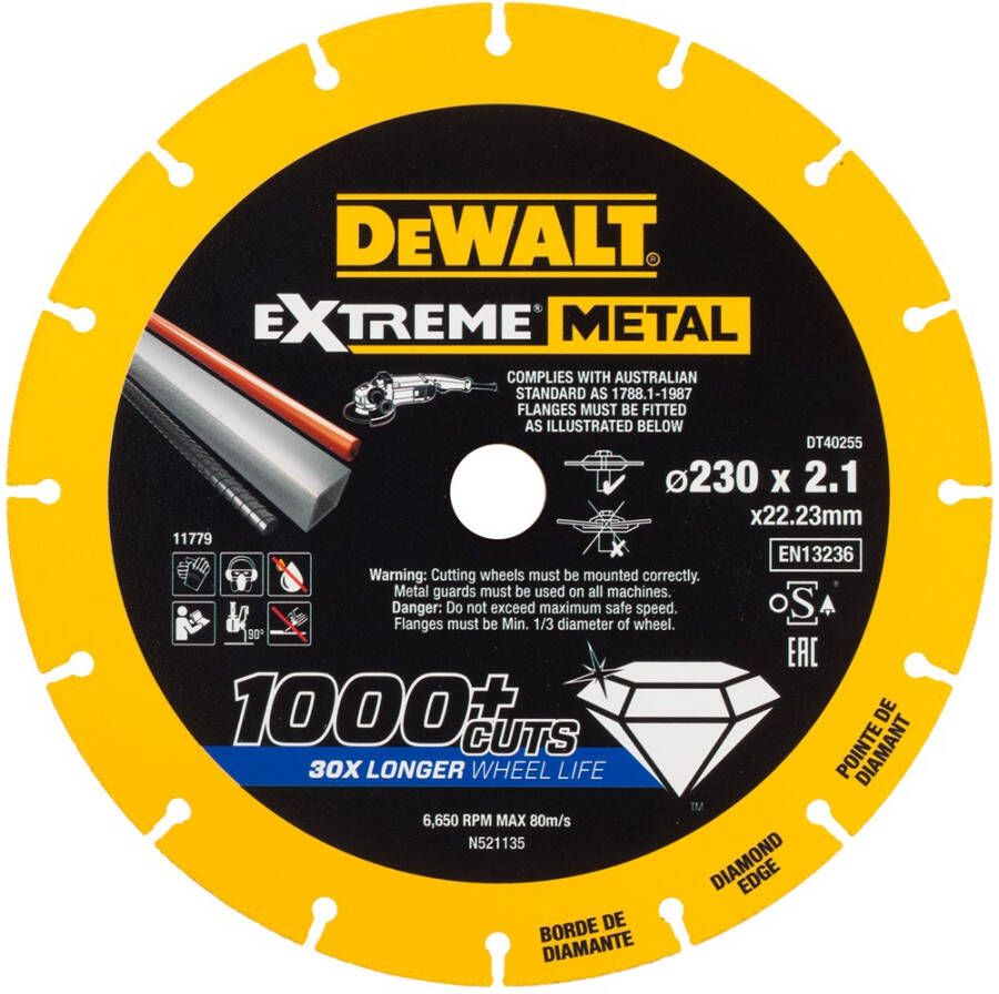 DeWalt Accessoires EXTREME METAL doorslijpschijf metaal 230x22.23x2.1mm DT40255-QZ