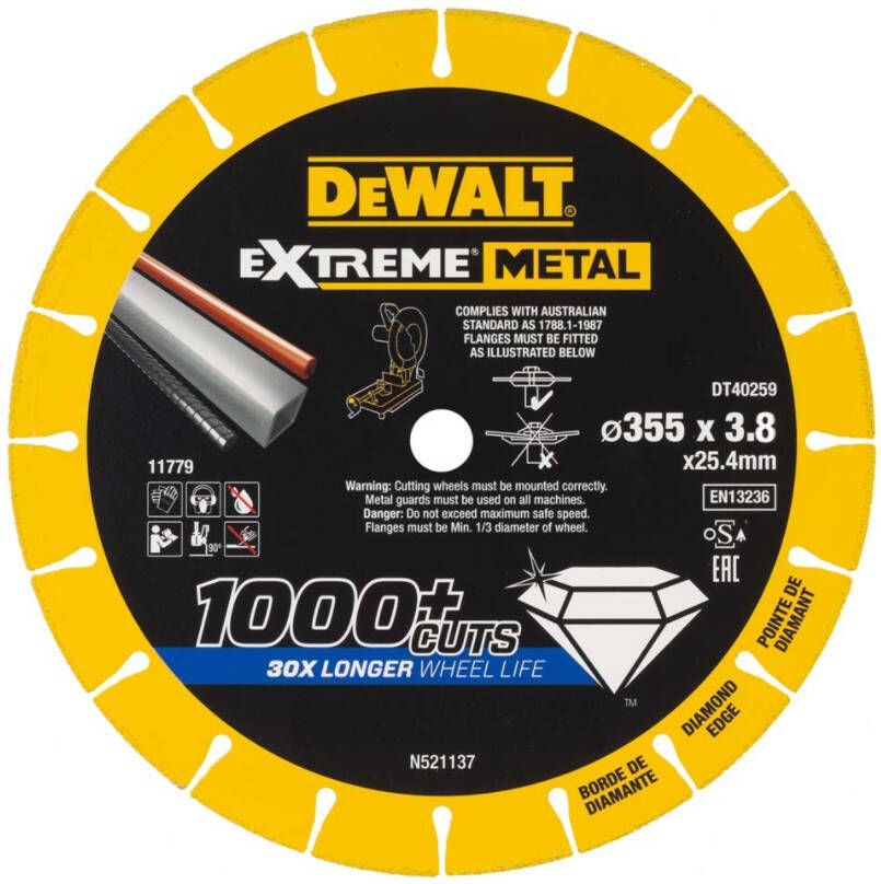 DeWalt Accessoires EXTREME METAL | Doorslijpschijf metaal | 355x(25.4 20)x3.8 mm DT40259-QZ