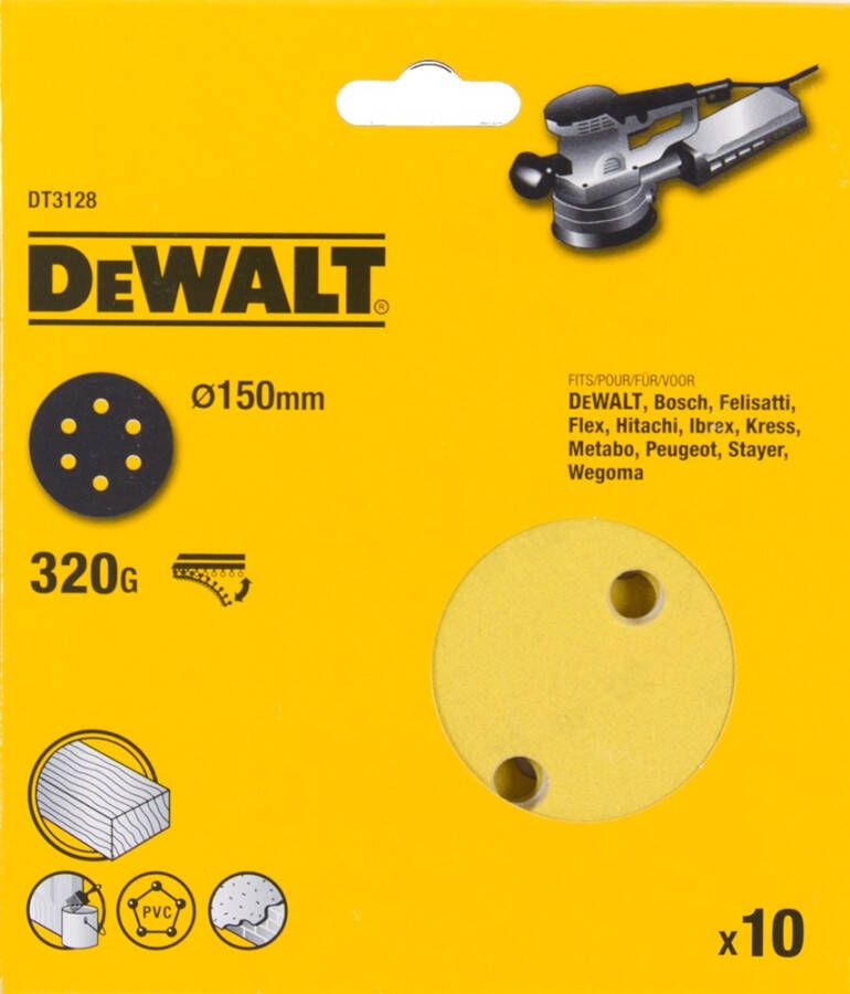 DeWalt Accessoires Schuurschijf Ø150mm 6 gaten (DW443 D26410) K320 DT3128-QZ