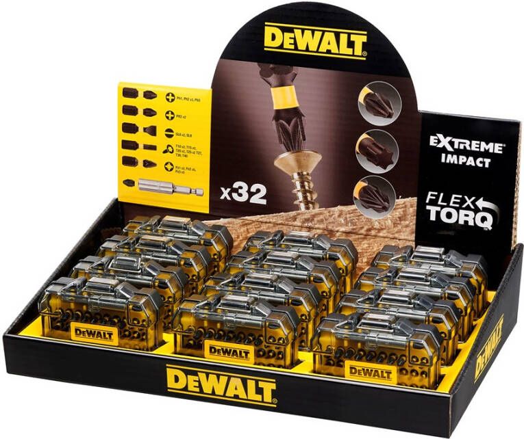 DeWalt Accessoires Baliedisplay 12x IMPACT Torsion compacte 32-delige schroefbitset DT70523TM-QZ