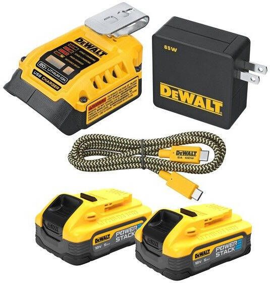 DeWalt Accessoires DCB094H2-QW 18V XR USB-C Laadadapter met 2x 5.0Ah POWERSTACK accu DCB094H2-QW