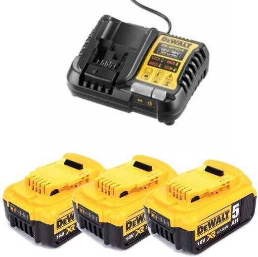 DeWalt Accessoires DCB1104P3-QW | 18V Accu voordeelset: 3x 5.0Ah accu&apos;s + XR multilader DCB1104P3-QW