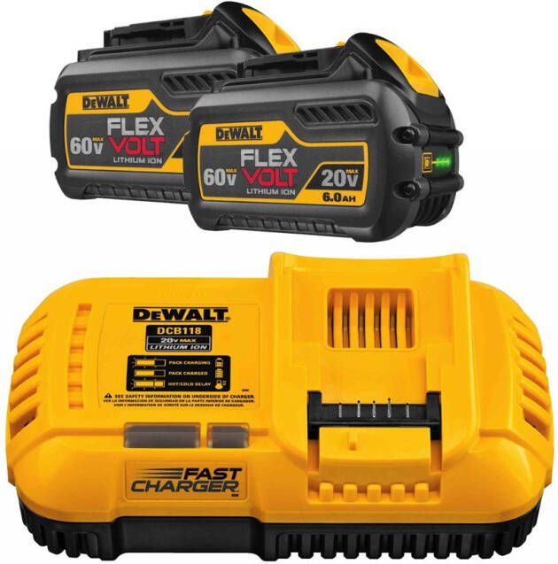 DeWalt DCB118T2-QW Starterset DCB118 snellader voor 18V en FLEXVOLT accu&apos;s + 2x Accu DCB546