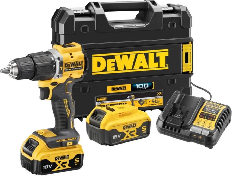 DeWalt DCD100YP2T-QW Accu klopboormachine 18V 5 0Ah Li-Ion in TSTAK koffer 100 year Special Edition