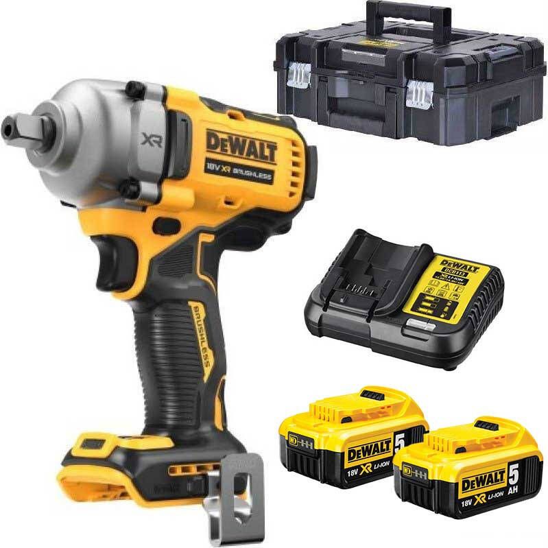 DeWalt DCF892P2T-QW 18V XR Brushless 1 2" Slagmoersleutel (pin-aansluiting) | 2x 5.0Ah | in TSTAK koffer DCF892P2T-QW