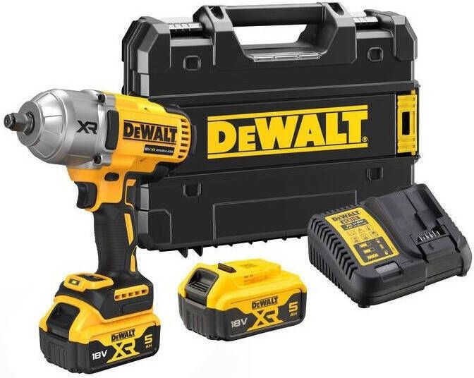 DeWalt DCF900P2T-QW | 18V XR Brushless 1 2" Heavy Duty Slagmoersleutel frictiering | met 2x 5.0Ah accu en lader | in TSTAK koffer DCF900P2T-QW