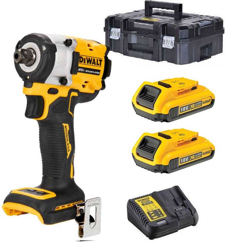 DeWalt DCF922D2T-QW 18V XR Brushless Compacte Slagsmoersleutel | met 1 2" Pinaansluiting | 2 x 2.0Ah | in Tstak DCF922D2T-QW