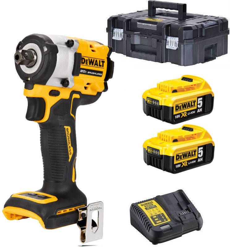 DeWalt DCF922P2T Accu Slagmoersleutel | 1 2" met ratel | 18V | 2 x 5.0 Ah + lader | in TSTAK DCF922P2T-QW